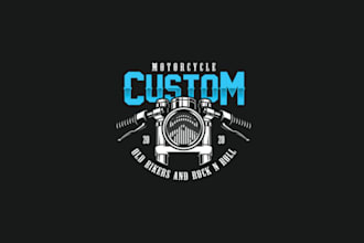 create a stylish motorcycle logo for apparel or merch