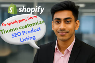 setup shopify dropshipping store theme customize SEO product listing