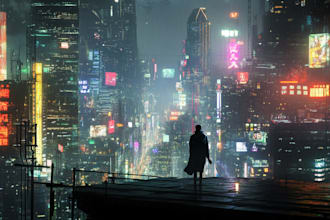 make futuristic cyberpunk city and sci fi concept art