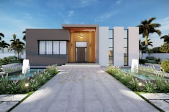 do modern house design and 3d rendering architecture