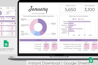 create custom google or excel spreadsheets, dashboards, and budget planners