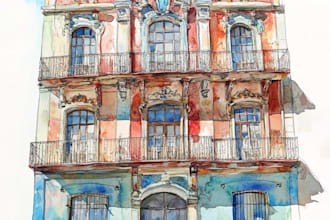 pencil or watercolor sketch your house