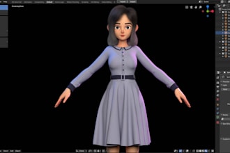 stylized 3d cartoon character with rig for game or animation in blender
