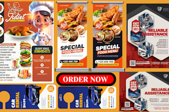 design door hanger, rack card, dl flyer, business leaflet, postcard and banner