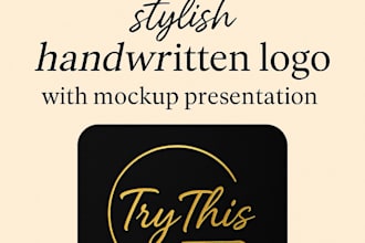create a custom handwritten, signature logo with 3d mockup
