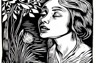 draw a custom portrait in linocut style