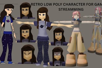 make ps1 ps2 psx n64 3d game characters retro character for VR ar rig models