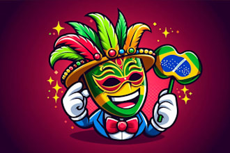design mask brazilian carnival mascot logo with my own creative thinking