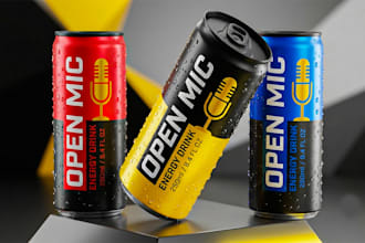 create soda can label, energy drink can, and beverage packaging label design