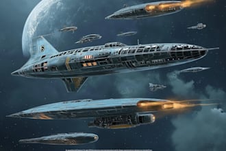 create sci fi vehicle design and spaceship concept art