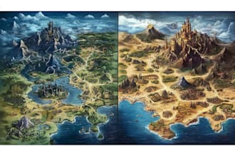 make fantasy map illustration for dnd, novels and games