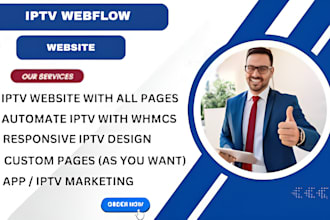 build custom webflow iptv site, payment integration automate nxt iptv with whmcs