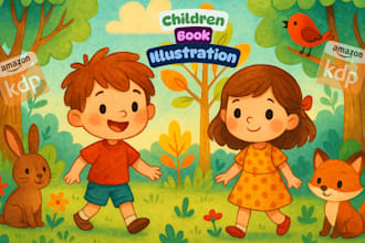create awesome children story book illustrations