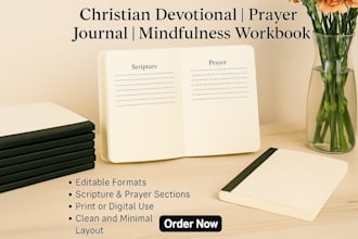 design a custom christian devotional, prayer journal, or mindfulness workbook