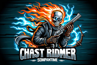 custom ghost rider mascot logo design  bold  fiery branding