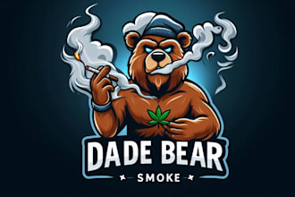 provide dade bear smoke mascot logo for your business within 14 hrs