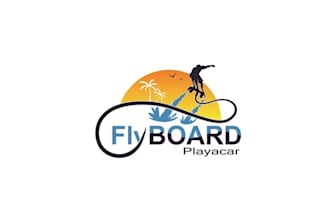 make sunset white beaches water logo with fly board player