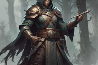 do dnd character art illustration, fantasy,  sheet, dnd party