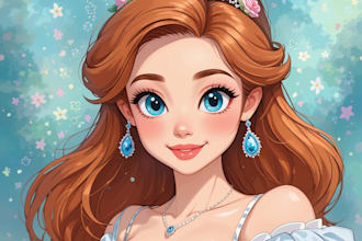 draw you a beautiful portrait in disney cartoon