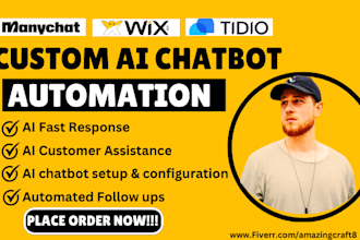 integrate livechat bot,customer auto reply,tidio, manychat for wix squarespace