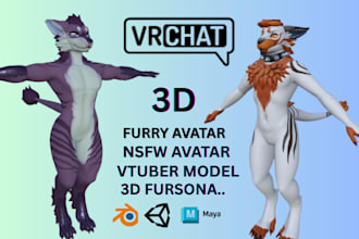 create furry avatar vr chat avatar vrc character 3d model vtuber anime vrchat vr
