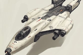 draw spaceship concept art or starship or sci fi vehicle
