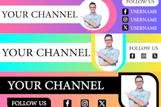 design a professional youtube banner facebook cover and logo