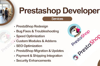 prestashop developer, redesign, bug fix, speed up, modules, addons, seo