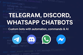 do facebook messenger chatbot, telegram chatbot whatsapp chatbot discord chatbot