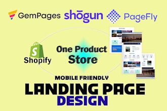 create premium, desirable shopify landing page with gempages, pagefly or shogun