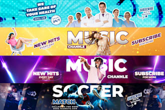 design professional youtube banner art and facebook cover