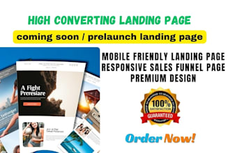 design captivating coming soon or prelaunch landing page for startup businesses