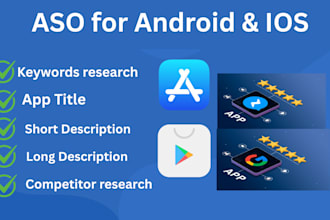 optimize your apps or games with aso, including app description, title, keyword