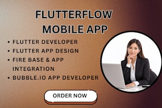 develop your mobile app using flutter flow or bubble io, featuring a custom UI