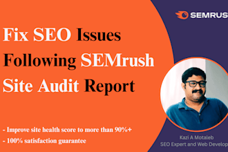 fix SEO issues following semrush site audit report