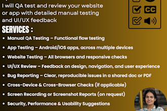 do professional QA testing and review for your website or app, UI, UX and manual