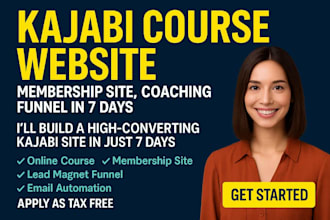 build kajabi course website,kajabi membership website, coaching funnel in 7 days