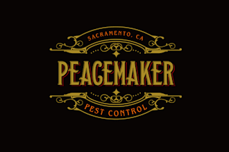 do awesome vintage western logo for peacemaker pest control