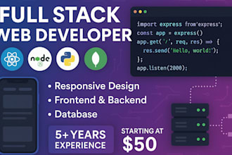 do website development as full stack web developer, front end, backend developer