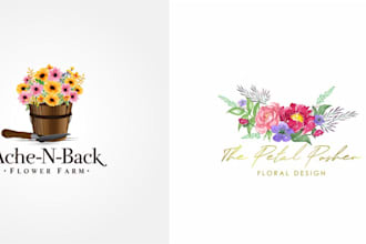 design feminine floral watercolor logo in 24 hours