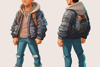 create a 2d cartoon illustration of your character