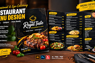 design a professional restaurant menu, flyer and brochure