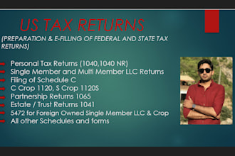prepare and e file US tax returns 1040, 1065, 1120 accurately