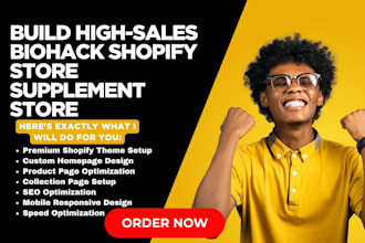 build high sales biohacking product store biohack supplements health website