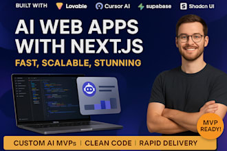 build ai web app with nextjs, bolt, lovable, v0, cursor ai, shadcn UI, supabase