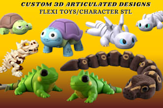 create 3d articulated flexi model 3d bjd doll 3d toy pet animals for 3d printing