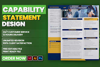 create multipage flyers and a capability statement within 12 hours