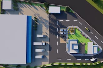 render master plan, cold storage, dry port, remodel factory exterior, concrete