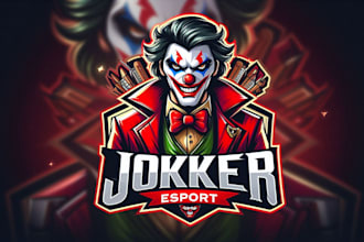 design a badass joker esports mascot logo for your gaming brand
