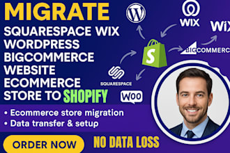 migrate squarespace wix wordpress bigcommerce website ecommerce store to shopify